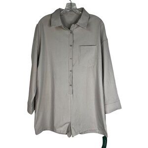 Shein Button Down Romper Shorts Womens Size 6 Beige New‎